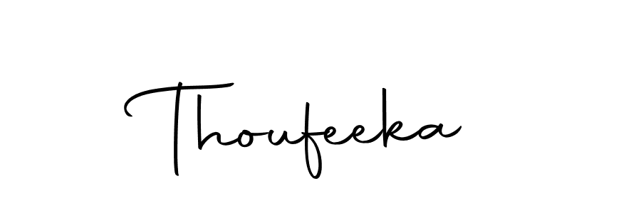 You should practise on your own different ways (Autography-DOLnW) to write your name (Thoufeeka) in signature. don't let someone else do it for you. Thoufeeka signature style 10 images and pictures png