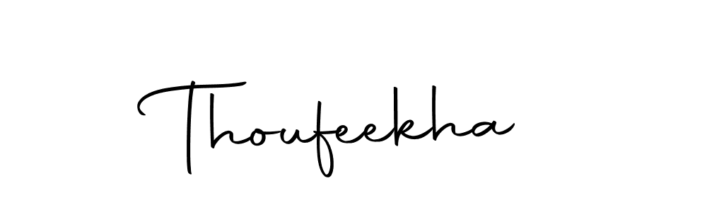 You can use this online signature creator to create a handwritten signature for the name Thoufeekha. This is the best online autograph maker. Thoufeekha signature style 10 images and pictures png