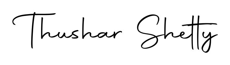How to make Thushar Shetty name signature. Use Autography-DOLnW style for creating short signs online. This is the latest handwritten sign. Thushar Shetty signature style 10 images and pictures png