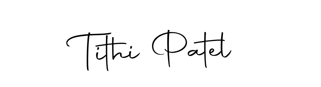 How to make Tithi Patel name signature. Use Autography-DOLnW style for creating short signs online. This is the latest handwritten sign. Tithi Patel signature style 10 images and pictures png