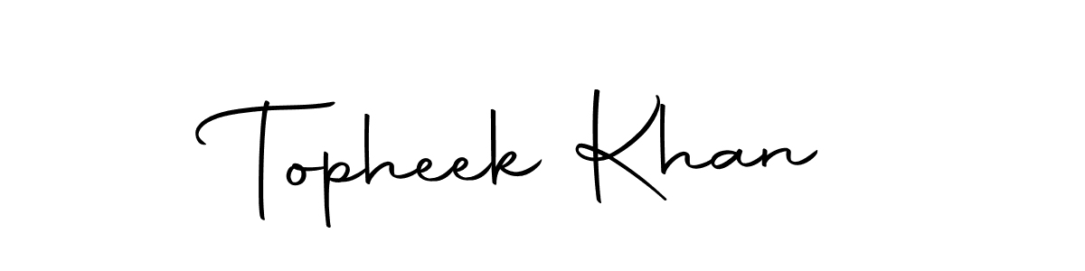 How to make Topheek Khan name signature. Use Autography-DOLnW style for creating short signs online. This is the latest handwritten sign. Topheek Khan signature style 10 images and pictures png