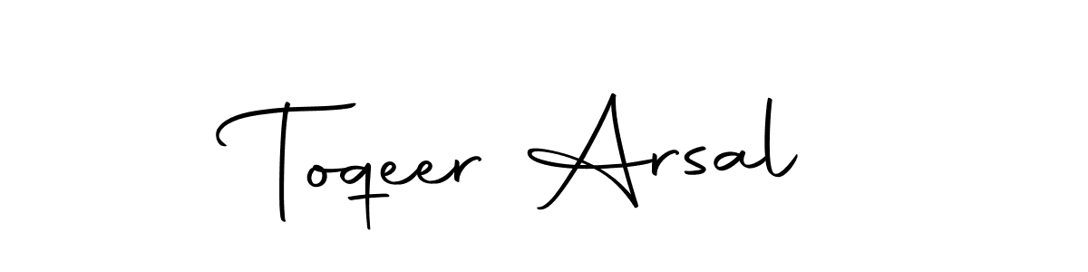 How to make Toqeer Arsal name signature. Use Autography-DOLnW style for creating short signs online. This is the latest handwritten sign. Toqeer Arsal signature style 10 images and pictures png