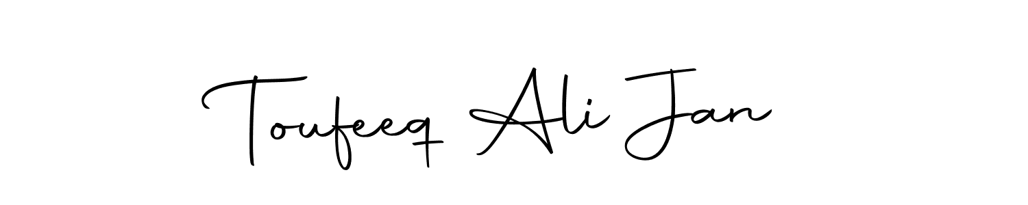 How to make Toufeeq Ali Jan name signature. Use Autography-DOLnW style for creating short signs online. This is the latest handwritten sign. Toufeeq Ali Jan signature style 10 images and pictures png