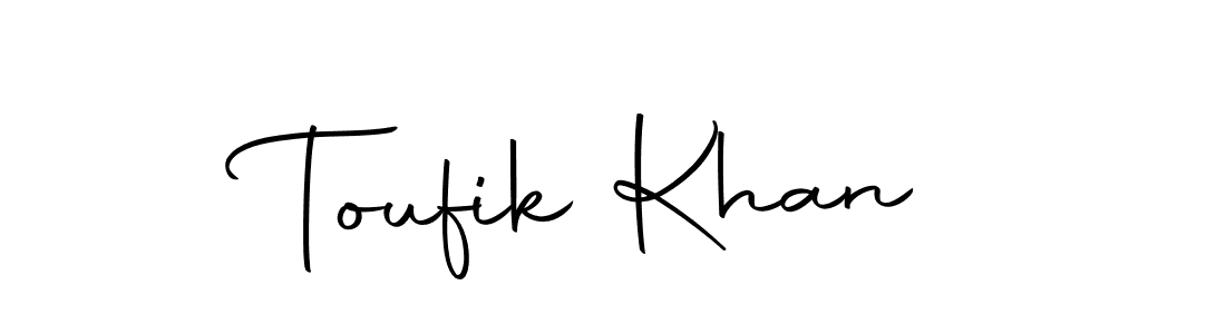Create a beautiful signature design for name Toufik Khan. With this signature (Autography-DOLnW) fonts, you can make a handwritten signature for free. Toufik Khan signature style 10 images and pictures png