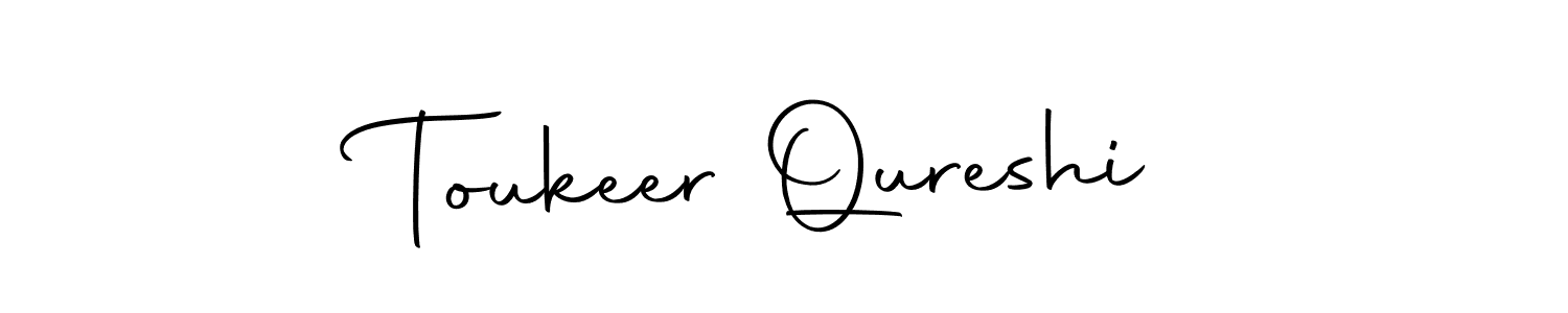 How to make Toukeer Qureshi name signature. Use Autography-DOLnW style for creating short signs online. This is the latest handwritten sign. Toukeer Qureshi signature style 10 images and pictures png