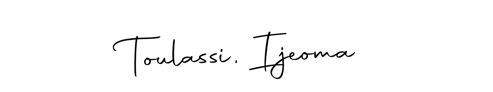 You should practise on your own different ways (Autography-DOLnW) to write your name (Toulassi, Ijeoma) in signature. don't let someone else do it for you. Toulassi, Ijeoma signature style 10 images and pictures png