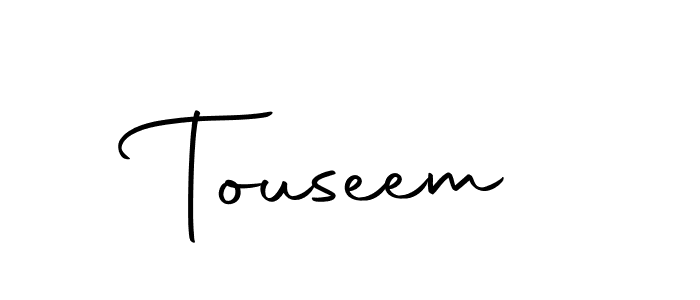 Design your own signature with our free online signature maker. With this signature software, you can create a handwritten (Autography-DOLnW) signature for name Touseem. Touseem signature style 10 images and pictures png