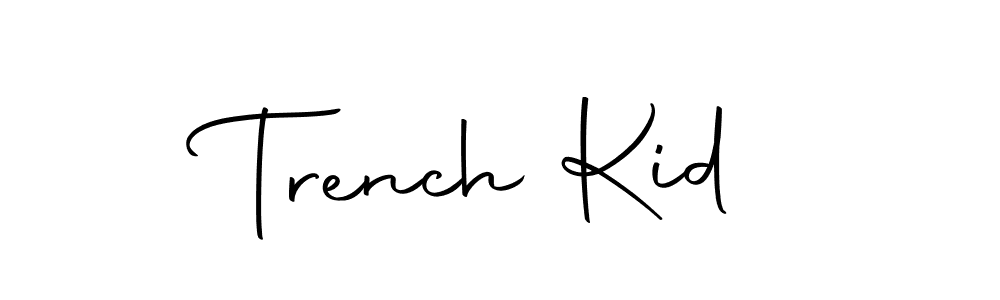 How to make Trench Kid name signature. Use Autography-DOLnW style for creating short signs online. This is the latest handwritten sign. Trench Kid signature style 10 images and pictures png