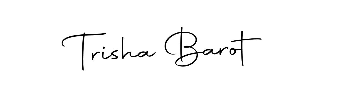 How to make Trisha Barot name signature. Use Autography-DOLnW style for creating short signs online. This is the latest handwritten sign. Trisha Barot signature style 10 images and pictures png