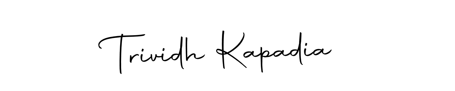 How to make Trividh Kapadia name signature. Use Autography-DOLnW style for creating short signs online. This is the latest handwritten sign. Trividh Kapadia signature style 10 images and pictures png