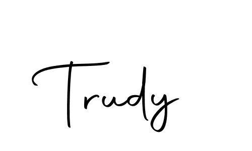 How to make Trudy name signature. Use Autography-DOLnW style for creating short signs online. This is the latest handwritten sign. Trudy signature style 10 images and pictures png