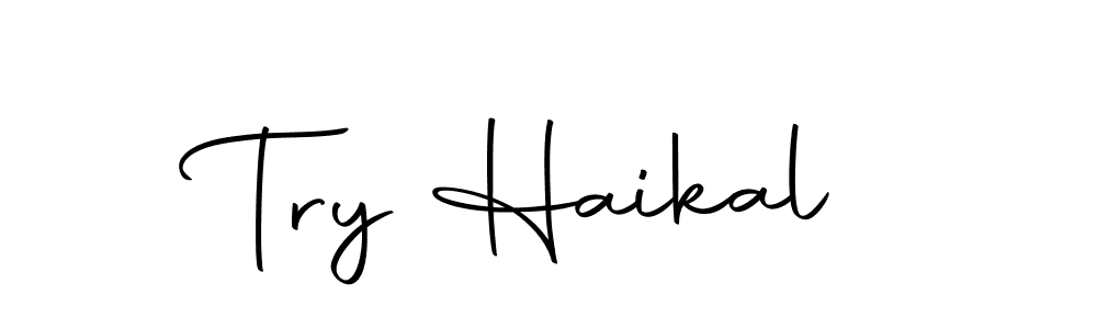 How to make Try Haikal name signature. Use Autography-DOLnW style for creating short signs online. This is the latest handwritten sign. Try Haikal signature style 10 images and pictures png