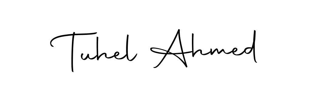 The best way (Autography-DOLnW) to make a short signature is to pick only two or three words in your name. The name Tuhel Ahmed include a total of six letters. For converting this name. Tuhel Ahmed signature style 10 images and pictures png