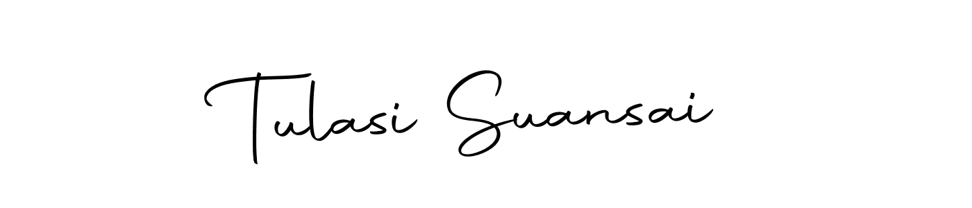 You should practise on your own different ways (Autography-DOLnW) to write your name (Tulasi Suansai) in signature. don't let someone else do it for you. Tulasi Suansai signature style 10 images and pictures png