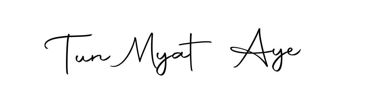 How to make Tun Myat Aye name signature. Use Autography-DOLnW style for creating short signs online. This is the latest handwritten sign. Tun Myat Aye signature style 10 images and pictures png