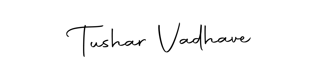 You should practise on your own different ways (Autography-DOLnW) to write your name (Tushar Vadhave) in signature. don't let someone else do it for you. Tushar Vadhave signature style 10 images and pictures png