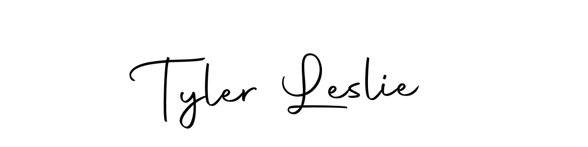 How to make Tyler Leslie name signature. Use Autography-DOLnW style for creating short signs online. This is the latest handwritten sign. Tyler Leslie signature style 10 images and pictures png