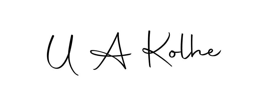 This is the best signature style for the U A Kolhe name. Also you like these signature font (Autography-DOLnW). Mix name signature. U A Kolhe signature style 10 images and pictures png