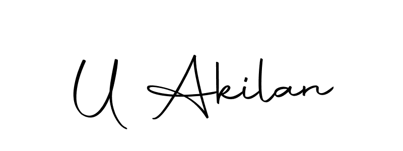 How to make U Akilan name signature. Use Autography-DOLnW style for creating short signs online. This is the latest handwritten sign. U Akilan signature style 10 images and pictures png