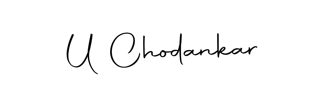 The best way (Autography-DOLnW) to make a short signature is to pick only two or three words in your name. The name U Chodankar include a total of six letters. For converting this name. U Chodankar signature style 10 images and pictures png