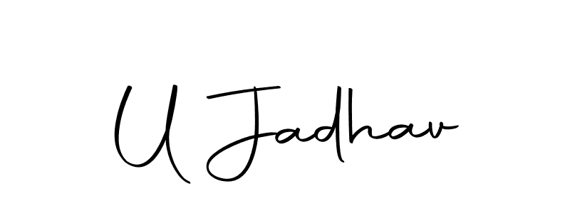 Design your own signature with our free online signature maker. With this signature software, you can create a handwritten (Autography-DOLnW) signature for name U Jadhav. U Jadhav signature style 10 images and pictures png