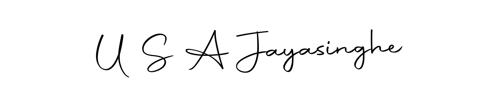 Design your own signature with our free online signature maker. With this signature software, you can create a handwritten (Autography-DOLnW) signature for name U S A Jayasinghe. U S A Jayasinghe signature style 10 images and pictures png