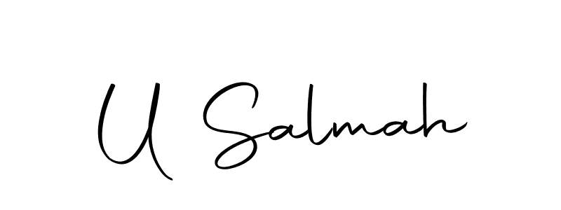Similarly Autography-DOLnW is the best handwritten signature design. Signature creator online .You can use it as an online autograph creator for name U Salmah. U Salmah signature style 10 images and pictures png