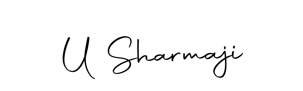 Use a signature maker to create a handwritten signature online. With this signature software, you can design (Autography-DOLnW) your own signature for name U Sharmaji. U Sharmaji signature style 10 images and pictures png