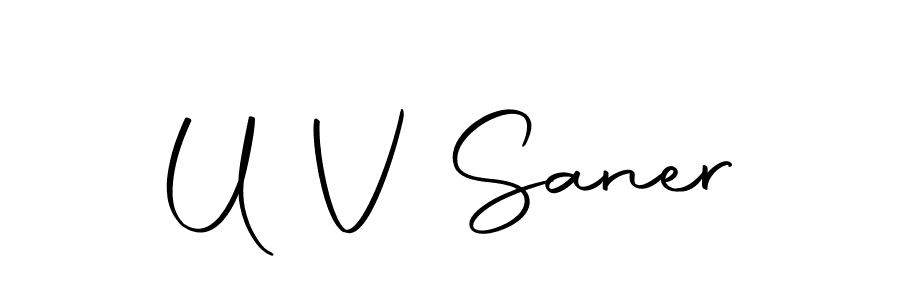 How to make U V Saner name signature. Use Autography-DOLnW style for creating short signs online. This is the latest handwritten sign. U V Saner signature style 10 images and pictures png