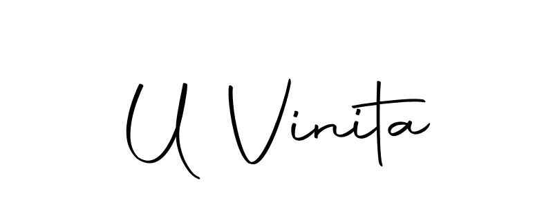 How to make U Vinita name signature. Use Autography-DOLnW style for creating short signs online. This is the latest handwritten sign. U Vinita signature style 10 images and pictures png