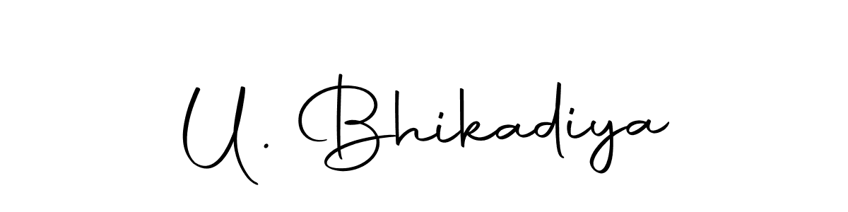 The best way (Autography-DOLnW) to make a short signature is to pick only two or three words in your name. The name U. Bhikadiya include a total of six letters. For converting this name. U. Bhikadiya signature style 10 images and pictures png