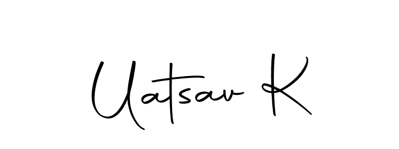 How to make Uatsav K name signature. Use Autography-DOLnW style for creating short signs online. This is the latest handwritten sign. Uatsav K signature style 10 images and pictures png