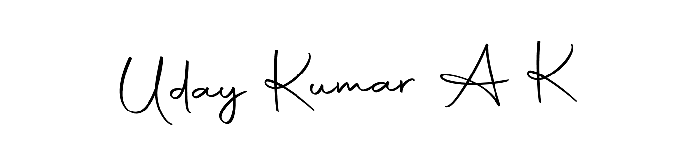 How to make Uday Kumar A K name signature. Use Autography-DOLnW style for creating short signs online. This is the latest handwritten sign. Uday Kumar A K signature style 10 images and pictures png