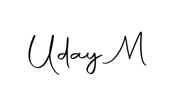 How to make Uday M name signature. Use Autography-DOLnW style for creating short signs online. This is the latest handwritten sign. Uday M signature style 10 images and pictures png