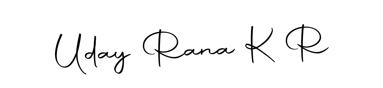 Use a signature maker to create a handwritten signature online. With this signature software, you can design (Autography-DOLnW) your own signature for name Uday Rana K R. Uday Rana K R signature style 10 images and pictures png