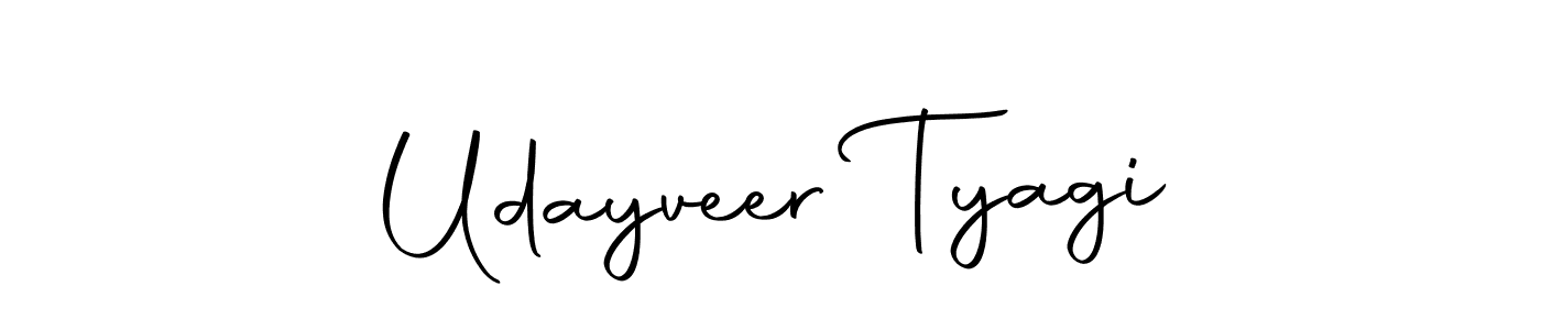 You should practise on your own different ways (Autography-DOLnW) to write your name (Udayveer Tyagi) in signature. don't let someone else do it for you. Udayveer Tyagi signature style 10 images and pictures png