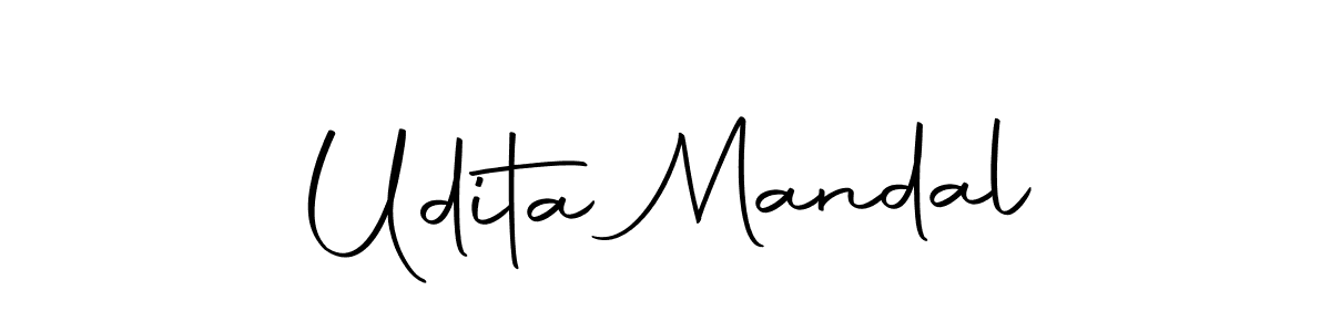 How to make Udita Mandal name signature. Use Autography-DOLnW style for creating short signs online. This is the latest handwritten sign. Udita Mandal signature style 10 images and pictures png