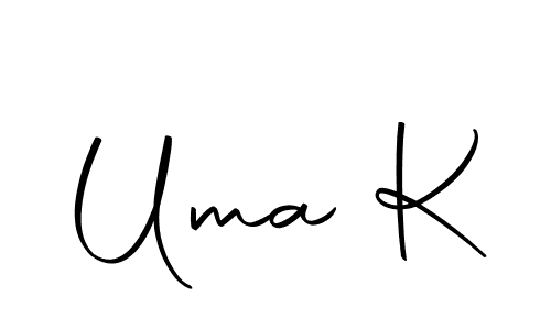 Use a signature maker to create a handwritten signature online. With this signature software, you can design (Autography-DOLnW) your own signature for name Uma K. Uma K signature style 10 images and pictures png