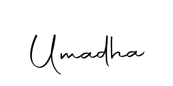 You should practise on your own different ways (Autography-DOLnW) to write your name (Umadha) in signature. don't let someone else do it for you. Umadha signature style 10 images and pictures png