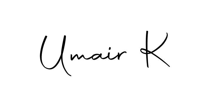 Design your own signature with our free online signature maker. With this signature software, you can create a handwritten (Autography-DOLnW) signature for name Umair K. Umair K signature style 10 images and pictures png