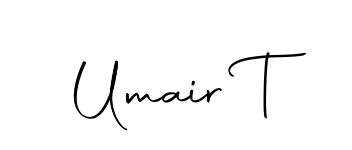 How to make Umair T name signature. Use Autography-DOLnW style for creating short signs online. This is the latest handwritten sign. Umair T signature style 10 images and pictures png