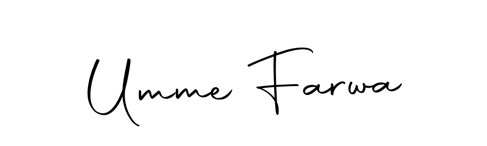 Design your own signature with our free online signature maker. With this signature software, you can create a handwritten (Autography-DOLnW) signature for name Umme Farwa. Umme Farwa signature style 10 images and pictures png