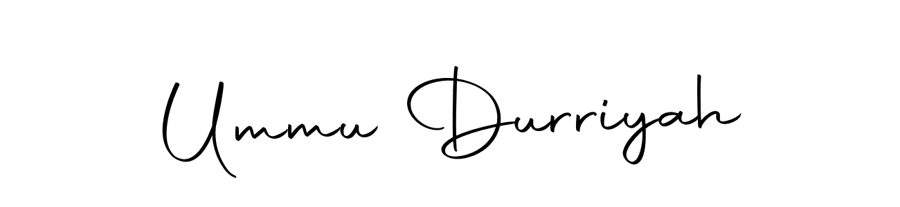 How to make Ummu Durriyah name signature. Use Autography-DOLnW style for creating short signs online. This is the latest handwritten sign. Ummu Durriyah signature style 10 images and pictures png