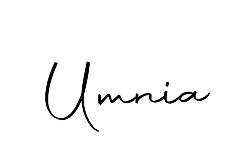 Design your own signature with our free online signature maker. With this signature software, you can create a handwritten (Autography-DOLnW) signature for name Umnia. Umnia signature style 10 images and pictures png