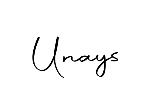 Make a beautiful signature design for name Unays. With this signature (Autography-DOLnW) style, you can create a handwritten signature for free. Unays signature style 10 images and pictures png