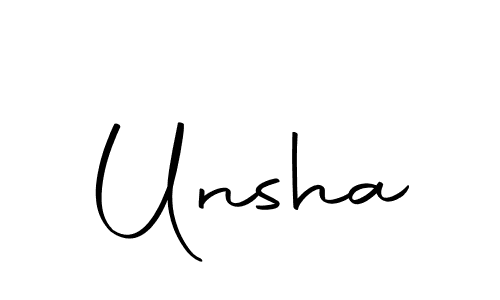 Unsha stylish signature style. Best Handwritten Sign (Autography-DOLnW) for my name. Handwritten Signature Collection Ideas for my name Unsha. Unsha signature style 10 images and pictures png
