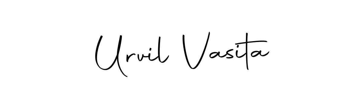 How to make Urvil Vasita name signature. Use Autography-DOLnW style for creating short signs online. This is the latest handwritten sign. Urvil Vasita signature style 10 images and pictures png