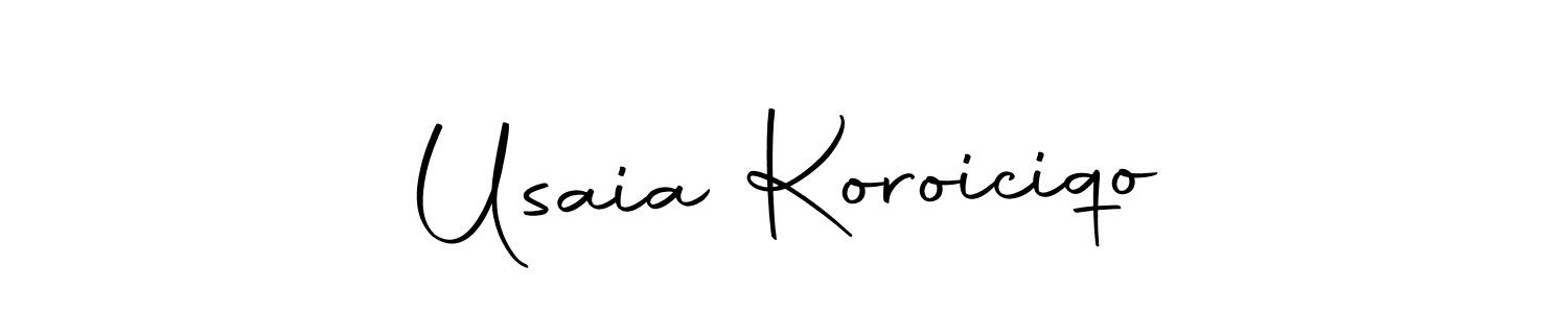 How to make Usaia Koroiciqo name signature. Use Autography-DOLnW style for creating short signs online. This is the latest handwritten sign. Usaia Koroiciqo signature style 10 images and pictures png