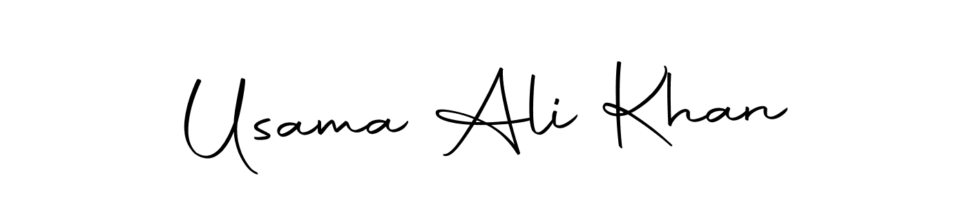 How to make Usama Ali Khan name signature. Use Autography-DOLnW style for creating short signs online. This is the latest handwritten sign. Usama Ali Khan signature style 10 images and pictures png