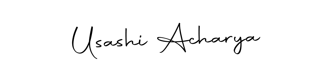 How to make Usashi Acharya name signature. Use Autography-DOLnW style for creating short signs online. This is the latest handwritten sign. Usashi Acharya signature style 10 images and pictures png